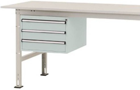 Manuflex PACKPOOL Gehäuse-Unterbau AS0004.7035 in Grau und Weiß mit 3 Schubfächern, Nutzhöhe: 30 cm, für Tischtiefe: 80 cm - Bild 1