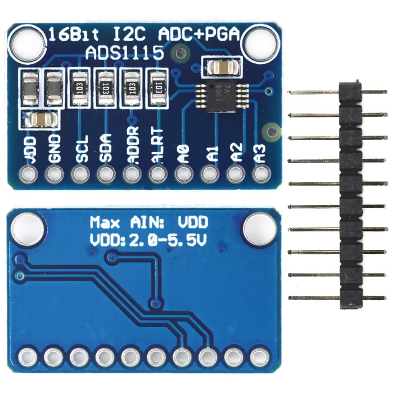 Si Tai&SH ADS1115 16 Bit I2C Modul Präzision ADC 4 Kanal Entwicklungsboard mit Pro Gain Verstärker für Arduino und RP in Blau - Bild 3