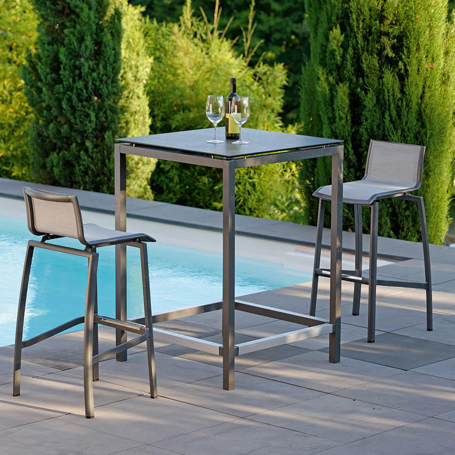Stern Barstuhl Allround aus Aluminium und Textilene in Anthrazit und Silber, stapelbar - Bild 2