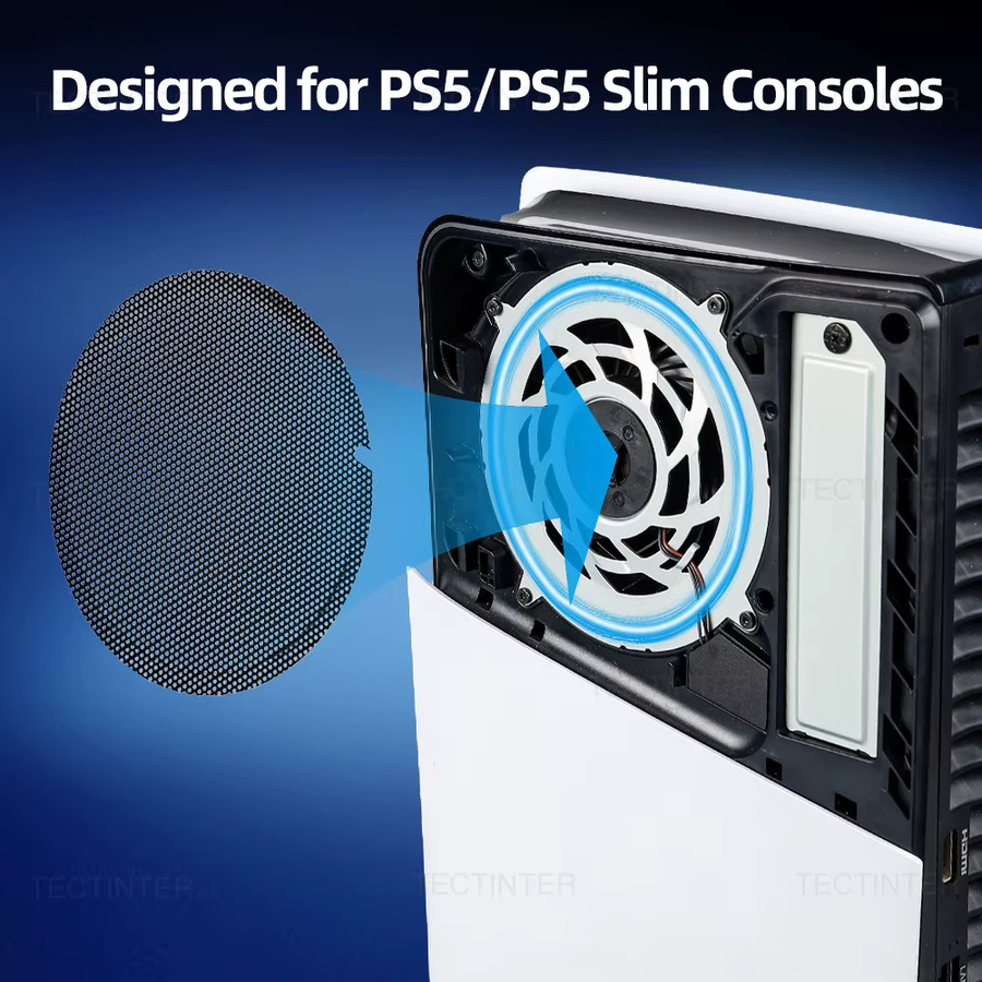 4 Stück Staubfilternetz für PS5 Slim und Pro von TECTINTER in Schwarz, atmungsaktive staubdichte Netzabdeckung für deine Playstation 5 Gaming-Konsole - Bild 3