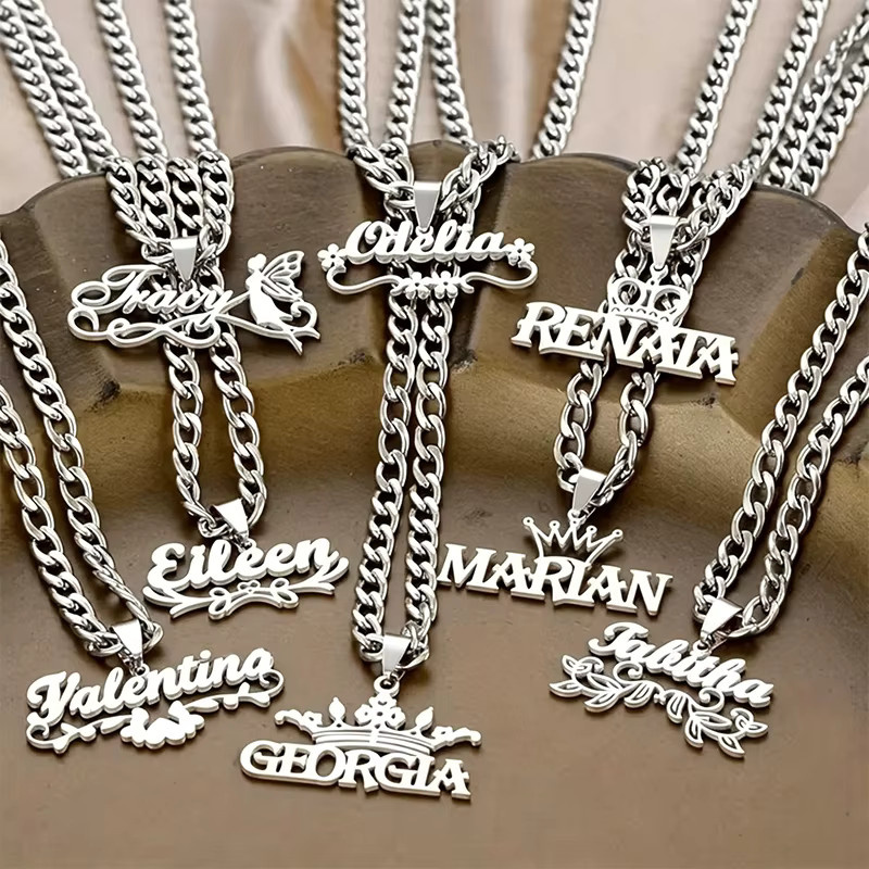 Steel love Namenskette Edelstahl, Silber, Unisex - Bild 3