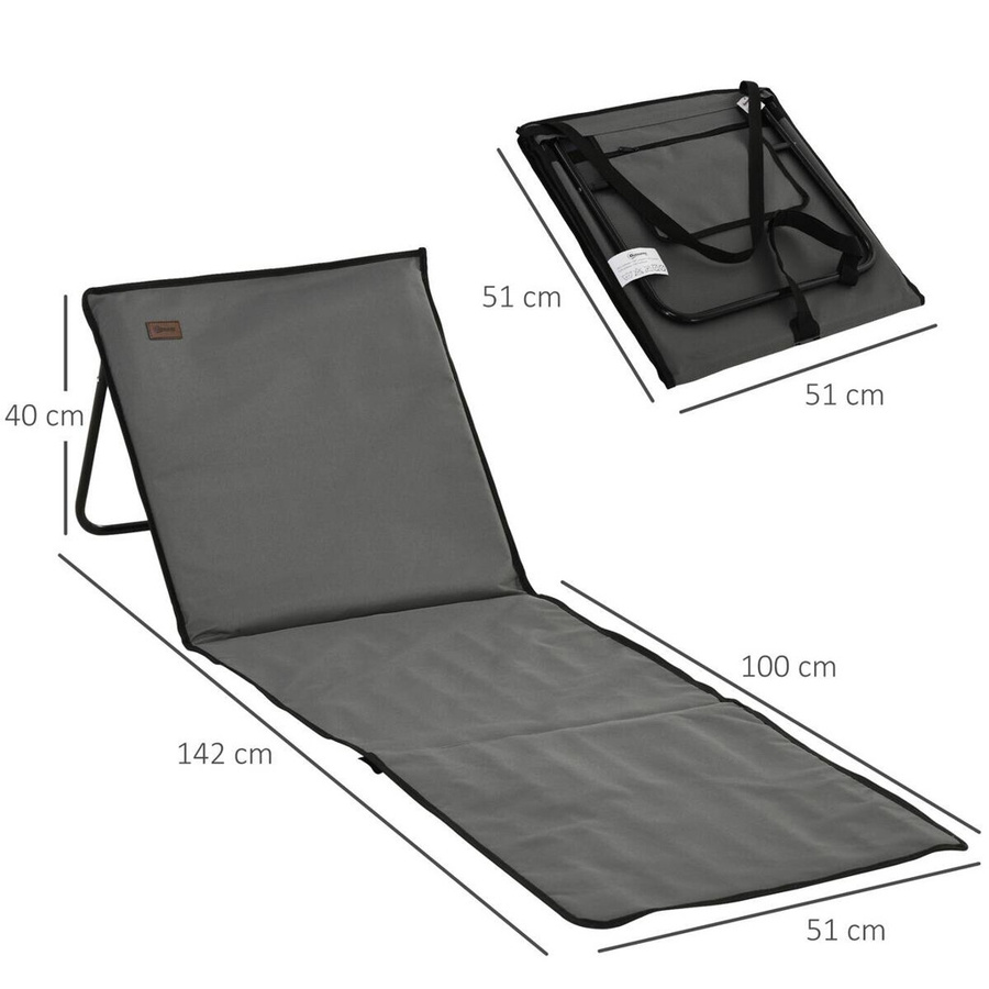 Outsunny 2er-Set Strandliegen aus grauem Oxford-Polyester und pulverbeschichtetem Stahl, B/H/L: 51 x 40 x 142 cm - Bild 3