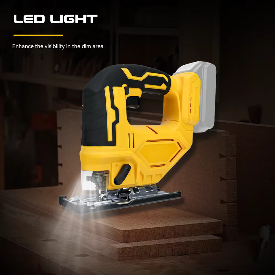 Podofo Bürstenlose Stichsäge in Gelb mit 6 Geschwindigkeiten und LED-Licht für Holz und Metall - Bild 7