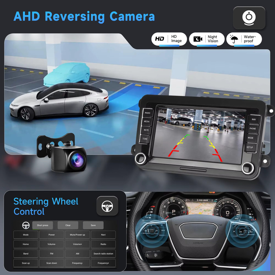 MOPECT Android 15 Autoradio mit 4G und 64G Speicher für VW, Seat und Skoda, inklusive GPS, Carplay und Bluetooth, Schwarz - Bild 4