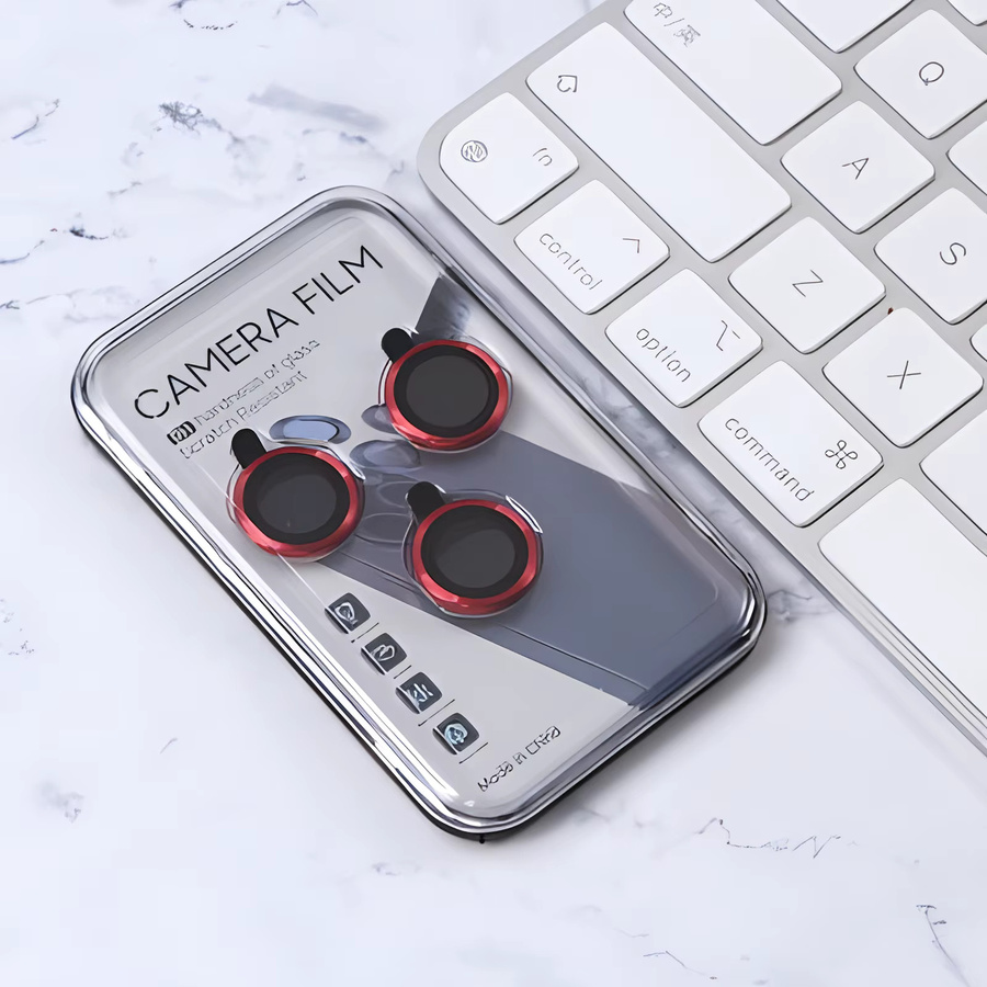 Objektivschutz aus gehärtetem Glas für iPhone 12, 13, 13 Mini und 14 Pro Max in Transparent mit grünem CD-Muster Design - Bild 1