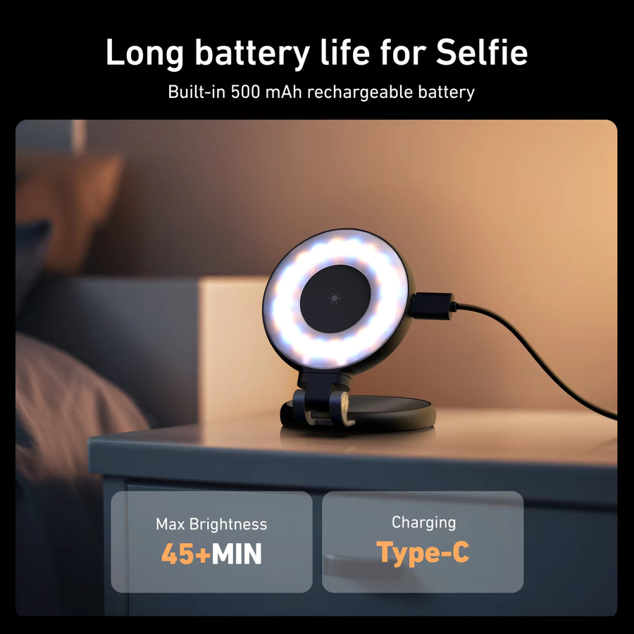 TELESIN Magnetisches Smartphone Mini-Selfie-Fülllicht in Schwarz mit 3 Modi und einstellbarer Helligkeit für iPhone, XIAOMI, HUAWEI und SAMSUNG - Bild 4