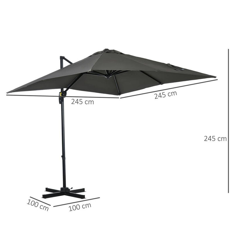 Outsunny Sonnenschirm aus Aluminium und Polyester in Grau, B/T/H: 245 x 245 x 245 cm - Bild 2