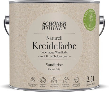 Schöner Wohnen Naturell Kreidefarbe Sandbrise Beige Matt 2,5 l - Bild 1