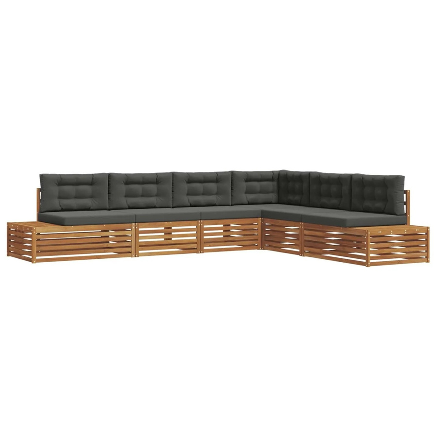 vidaXL Outdoor-Sofagarnitur 6-teilig in U-Form aus Akazienholz mit Kissen in Anthrazit - Bild 2