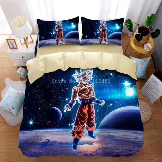 Dragon Ball Bettwäsche Kollektion Goku Super Saiyan mit Bettbezug und Kissenbezügen in Blau, B/H: 135 x 200 cm - Bild 1