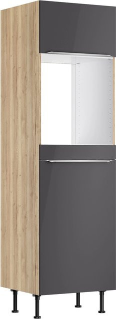 Optifit Küchen-Hochschrank Linus984 für Backofen und Kühlschrank, Anthrazit-WildEiche, Breite: 60 cm - Bild 1