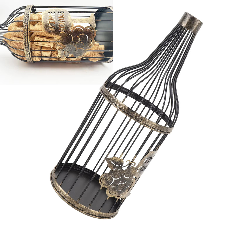 TOPINCN Weinkorkenhalter aus Metall in Schwarz für bis zu 60 Korken, Freistehender Organizer für dein Zuhause, B/T/H: 38,0 x 15,0 cm - Bild 2