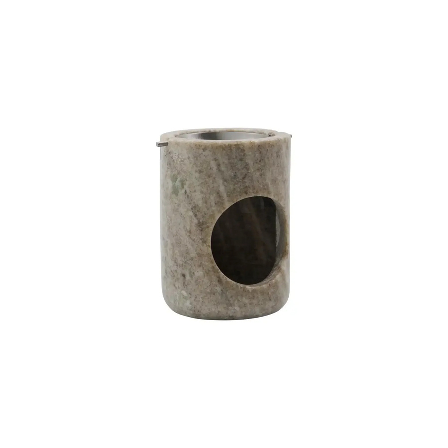 Meraki Ätherischer Ölbrenner aus Marmor und Metall in Beige und Silber, rund für Tealight - Bild 1