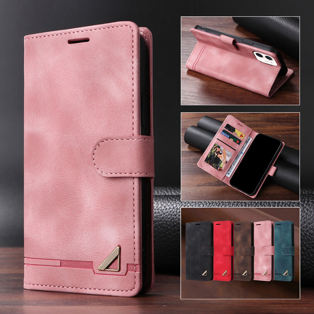 Luxus Flip-Ledertasche mit Kartensteckplatz für Apple iPhone 17 Pro Max 16 15 14 13 12 11 Pro Max XR XS in Rot und Pink - Bild 1