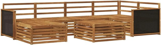 vidaXL Outdoor-Sofagarnitur aus Akazienholz in Braun, 7-teiliges Set im modernen Latten-Design - Bild 1