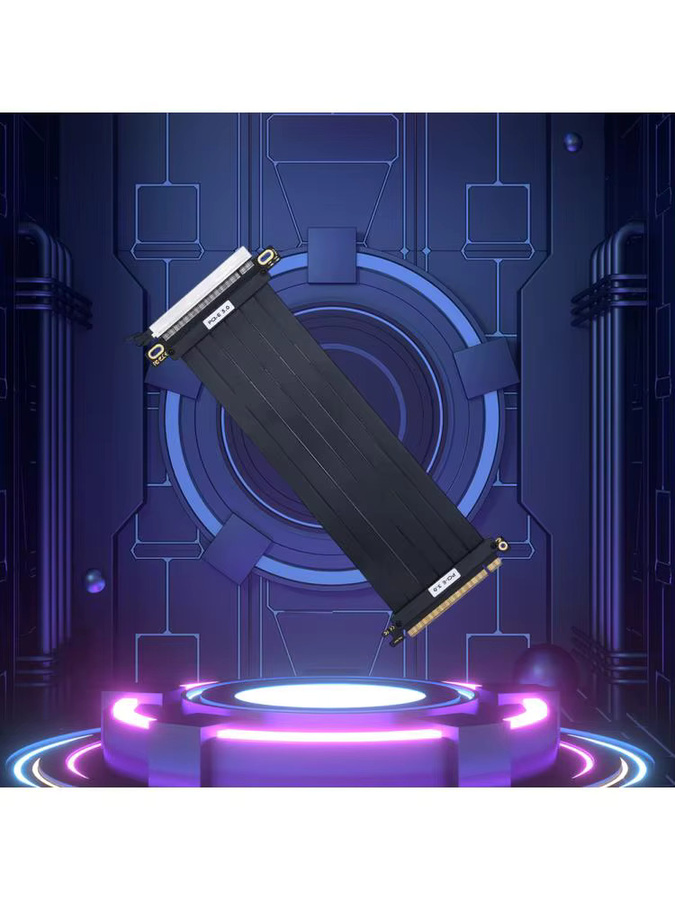 ALLOYSEED PCIe 3.0 x16 Hochgeschwindigkeits-Verlängerungskabel mit EMI-Abschirmung und 180-Grad-Adapter in Schwarz - Bild 6