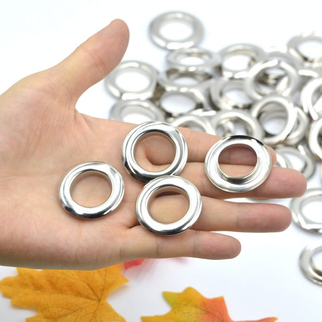ilovecrafts Ösen aus massivem Messing mit Unterlegscheibe in Silber, Durchmesser: 20 mm, 10 Stück - Bild 1