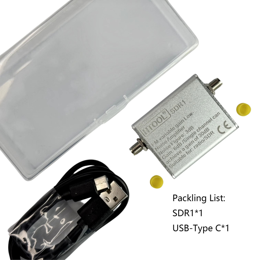 HTOOL Rauscharmer Verstärker SDR1 mit AGC und 30 dB Verstärkung, RF LNA 65-162,5 MHz für RTL-SDR, Airspy und HackRF, Farbe: Silber, Anschluss: USB Typ-C - Bild 3