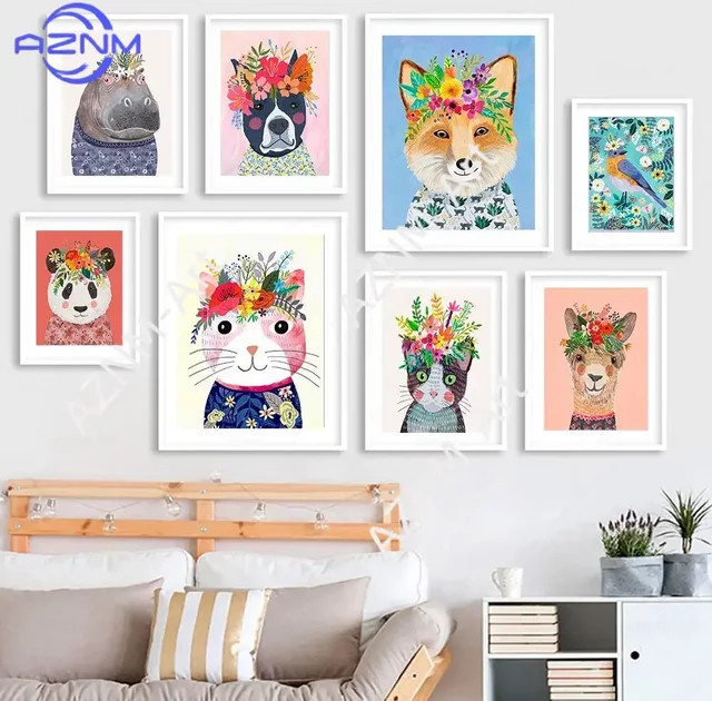 KAYOU Wandkunst mit Tiermotiven als HD-Leinwanddruck in Mehrfarbig für Kinderzimmer und Zuhause - Bild 1