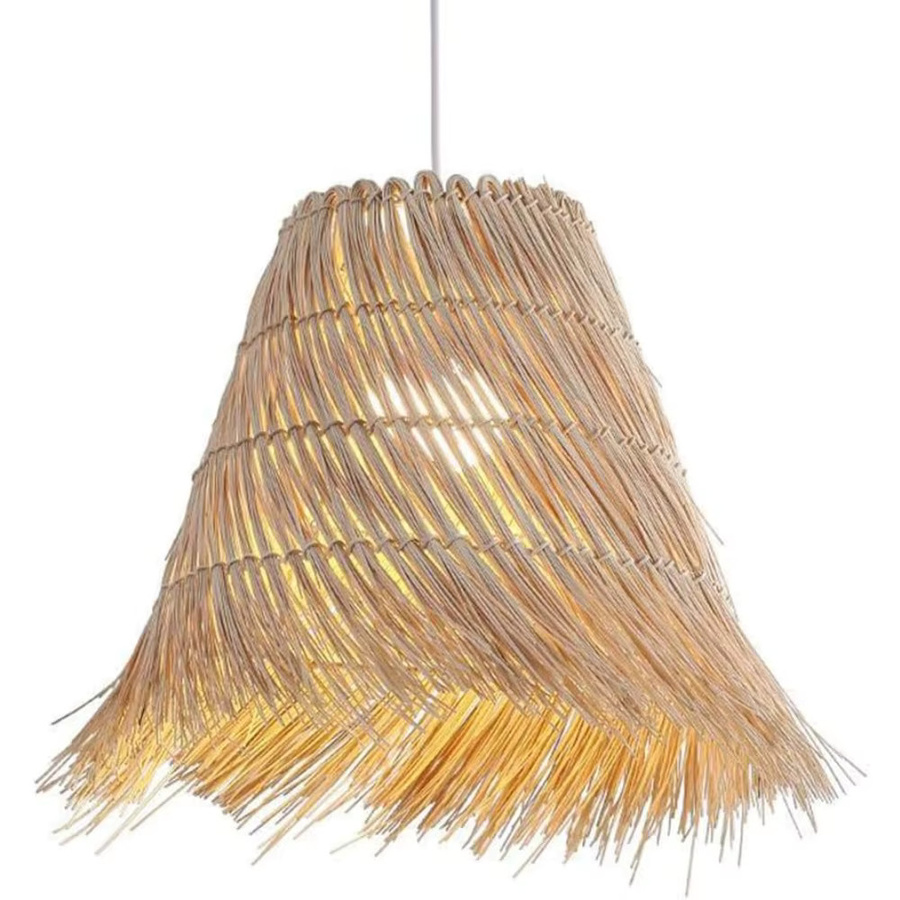 JOYINLED Rattan Pendelleuchte im rustikalen Design für Wohnzimmer, Schlafzimmer und Küche, E27, Durchmesser: 50 cm - Bild 4