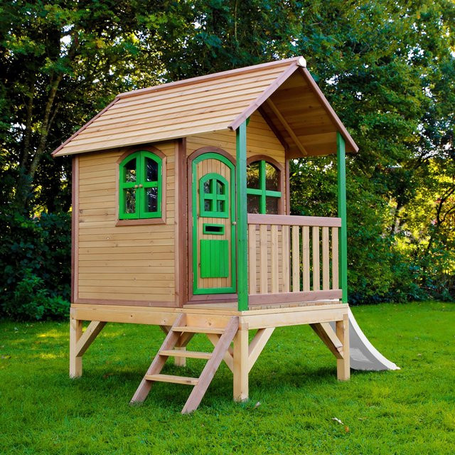 Axi Spielhaus Tom in Braun und Grün mit weißer Rutsche, B/T/H: 287 x 231 x 191 cm - Bild 1