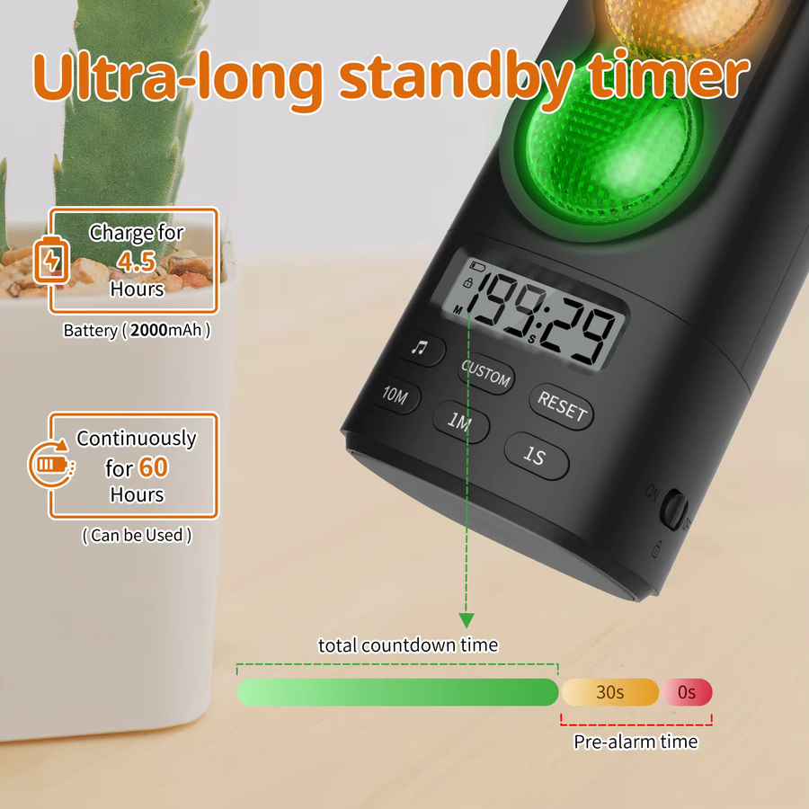 Verkehrsampel-Visualtimer für Kinder, 199-Minuten-Countdown-Timer, Bunt / Mehrfarbig, Blau - Bild 4