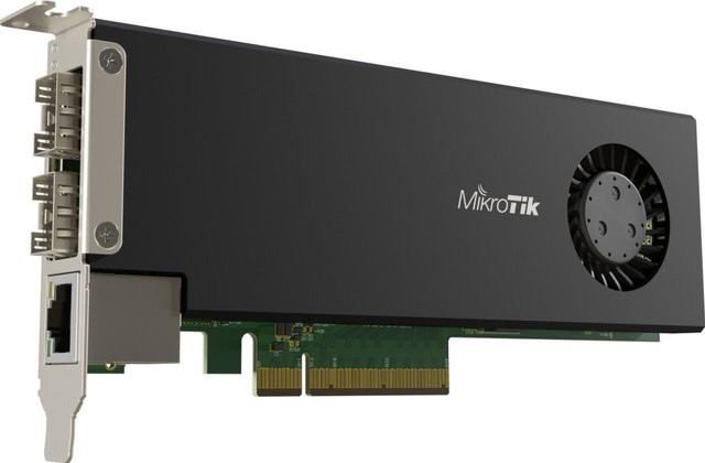 MikroTik CCR2004-1G-2XS-PCIE PCIe Erweiterungsmodul mit 1x Gigabit Ethernet und 2x 25 Gigabit SFP28 in Schwarz - Bild 1
