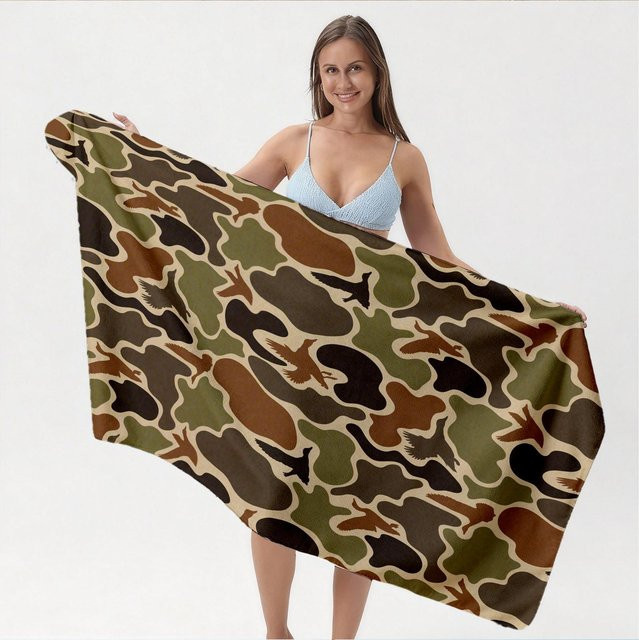 Schnelltrocknendes Camouflage Strandtuch von JMG Household Supplies, weiches Microfaser-Badetuch in Multicolour, B/B: 75 x 150 cm - Bild 1