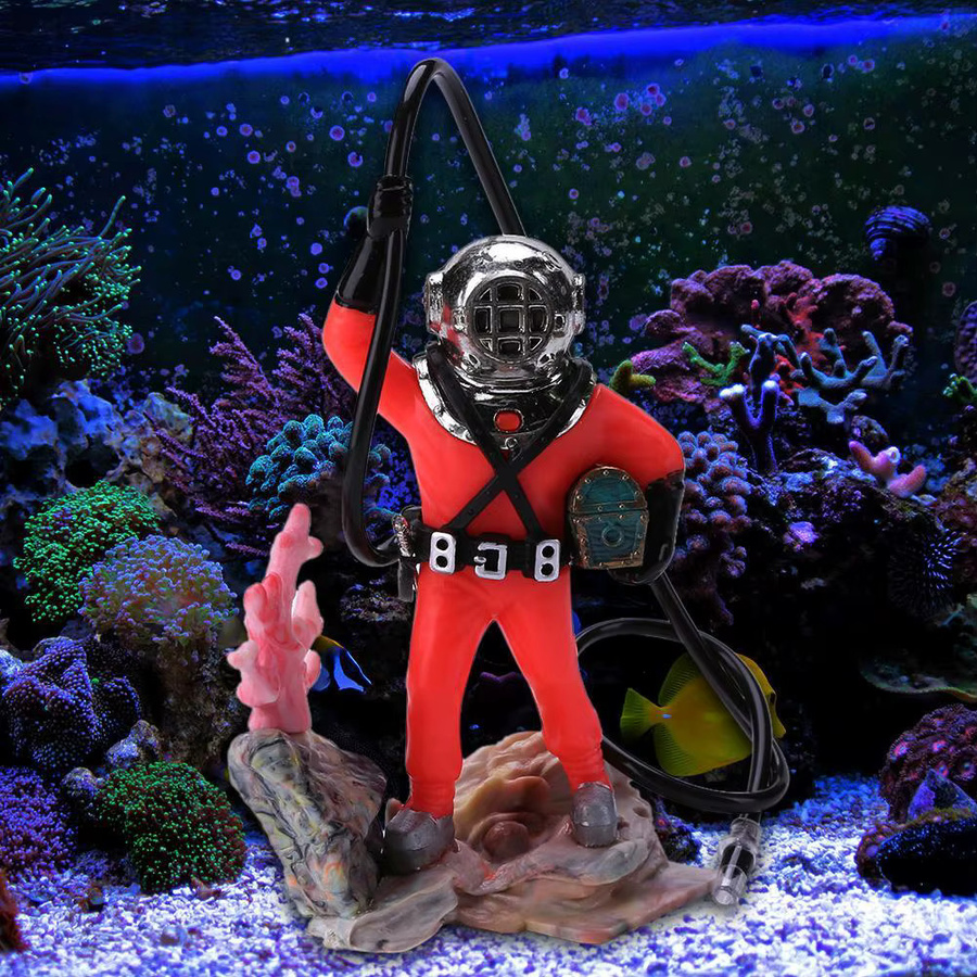 ATUOTIN Aquarium Dekoration Taucher mit pneumatischer Bewegung in Weiß - Bild 2