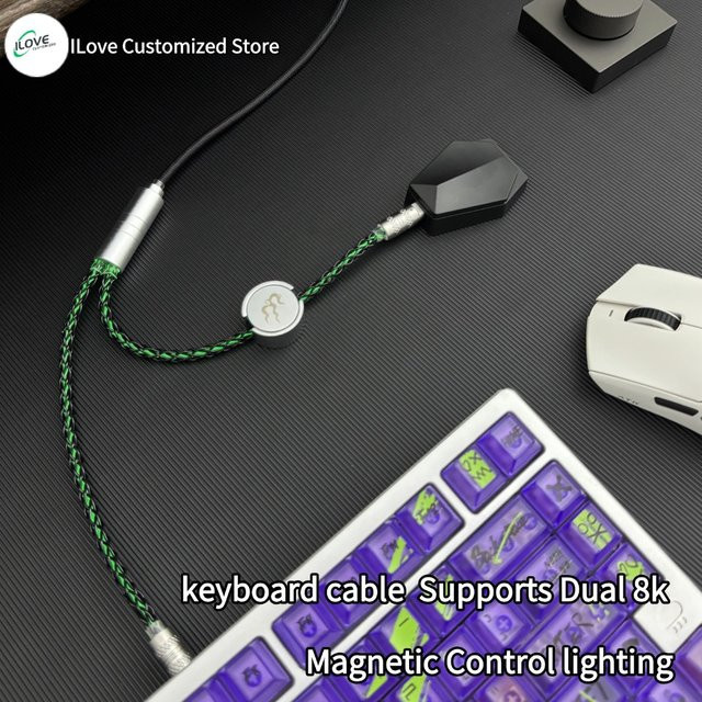 Magnetic Control Beleuchtung USB-C auf USB-C Tastaturkabel für mechanische Tastaturen mit Dual 8K Unterstützung und magnetischer Achse in Schwarz oder Silber - Bild 1