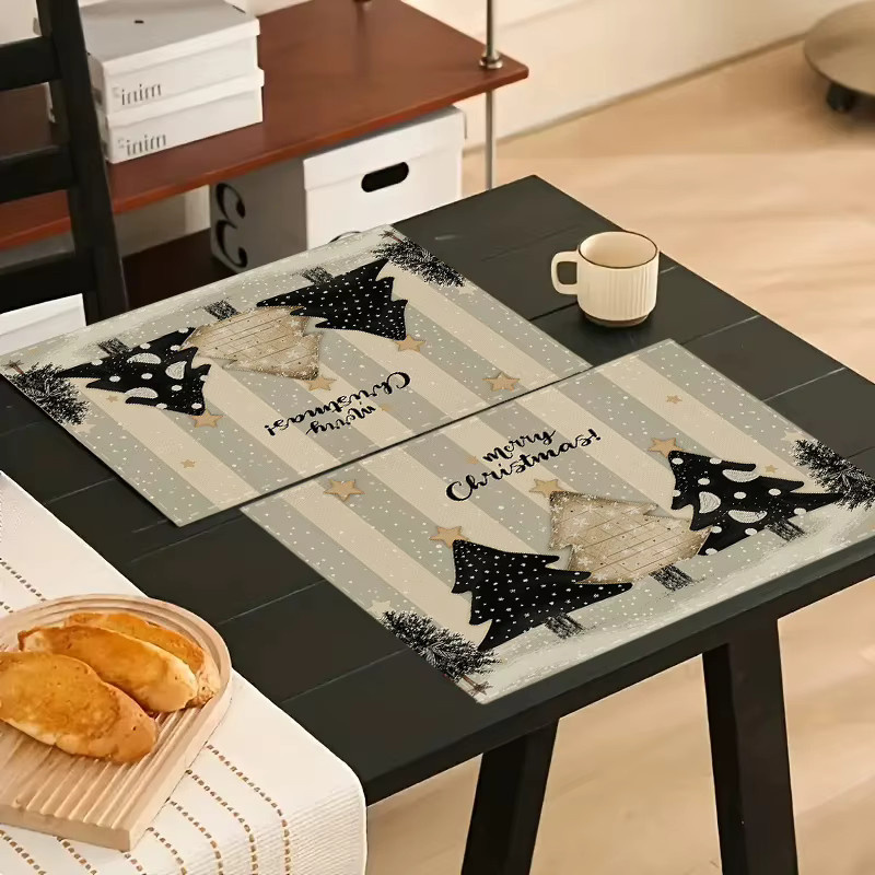 VIKAMA Weihnachts Tischsets mit Streifenmuster für deine Weihnachtsfeier Dekoration - Bild 3