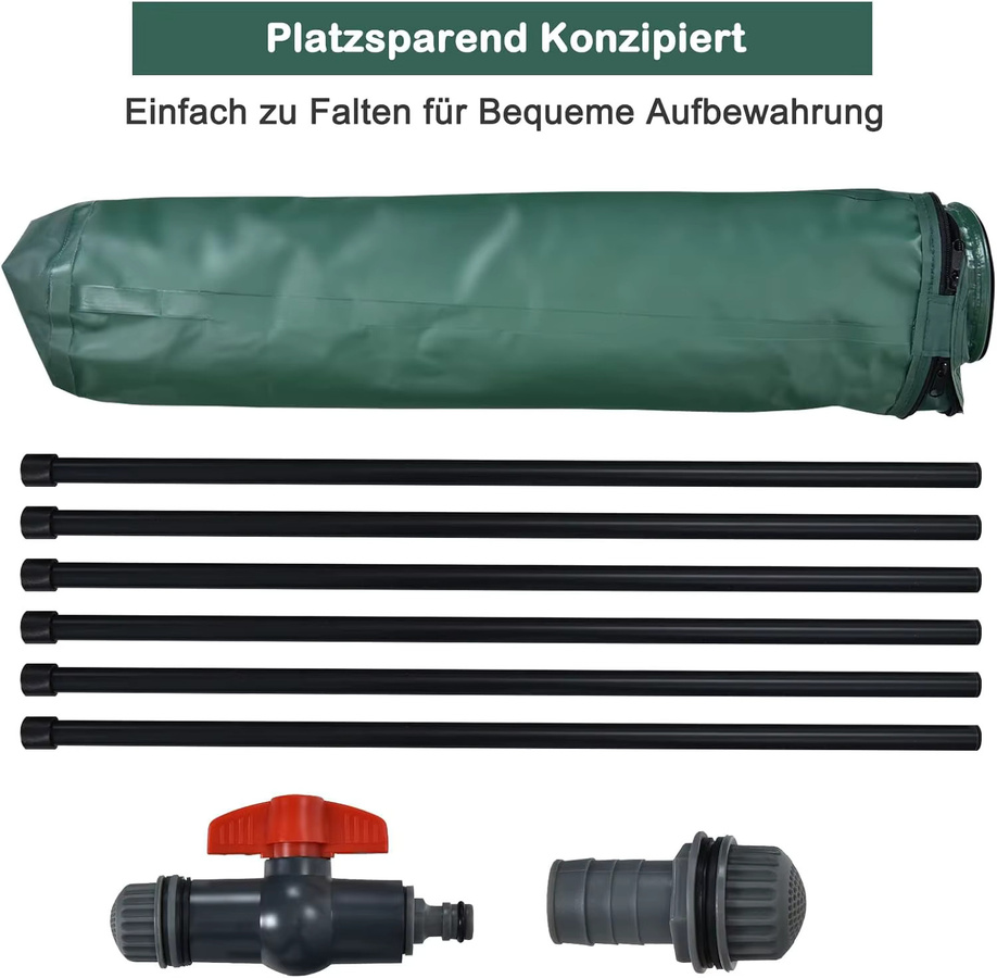 Faltbares GOFLAME Regenfass aus PVC mit Überlaufventil, Grün, Volumen: 225 l, B/T/H: 60 x 60 x 80 cm - Bild 3