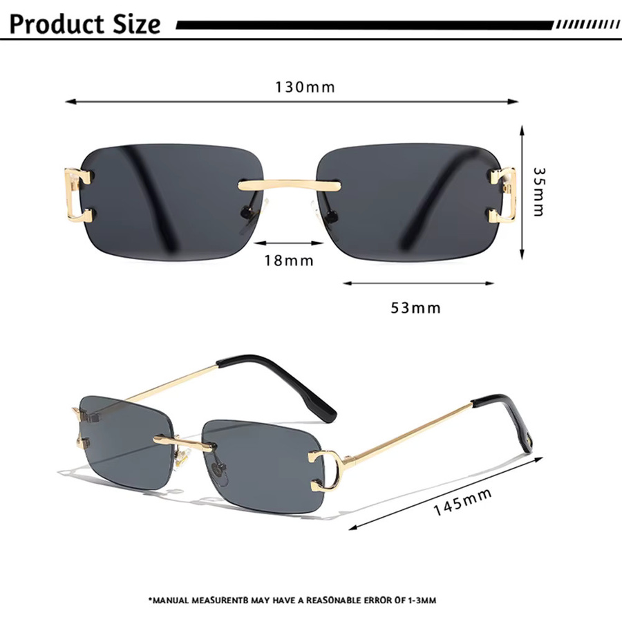 CATERSIDE Sonnenbrille, quadratisch, randlos, Metall, Unisex - Bild 4