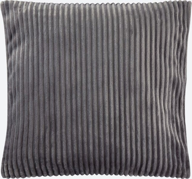 NKD Kissenhüllen aus Flanell im gestreiften Design, 2er-Pack, Grau, B/B: 40 x 40 cm - Bild 1