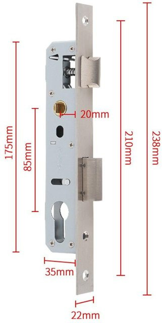 Wanghengch Universelles Einsteckschloss für Außentüren aus Edelstahl in Silber, B/H: 85 x 23,8 mm - Bild 1