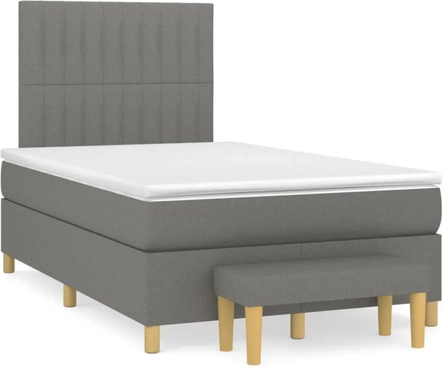 vidaXL Boxspringbett Hybrid mit Matratze und Kopfteil Dunkelgrau B/T/H: 120 x 200 x 128 cm - Bild 1