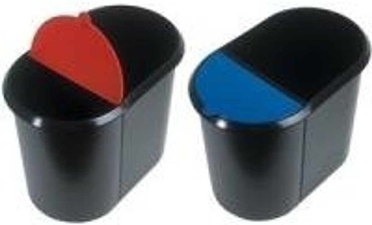 Helit Mülltrenner The Double mit Flip-Lid aus Kunststoff, Schwarz und Blau, Volumen: 20,0 l + 9,0 l - Bild 2