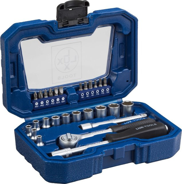 LUX-TOOLS Steckschlüsselsatz 1/4 Zoll (6,3 mm), 28-teilig, Blau - Bild 1