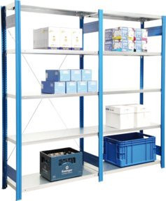 Regalwerk BERT-Standardregal für Lager Anbaufeld LR 5010, blau, Stahl, H x B x T: 3000 x 87,5 x 60 cm - Bild 1