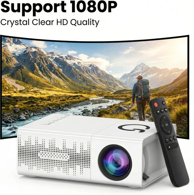 MAOHUTER Mini-Projektor Full HD 1080P Tragbarer Outdoor-Projektor in Weiß - Bild 1