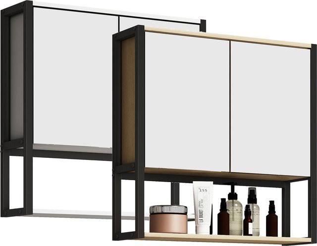 VCM Spiegelschrank Edino in Braun und Eiche, B/T/H: 60 x 17 x 60 cm - Bild 3