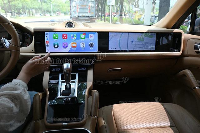 YANFU Dual Screen Android Multimedia Video Player mit Carplay für Porsche Cayenne 2010–2017, Rechtslenker, Schwarz, 2x 12,3 Zoll - Bild 1