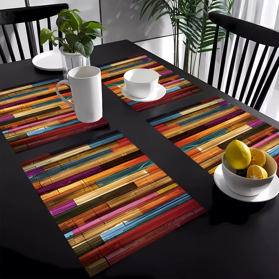 VIKAMA 4-teiliges Tischset Set aus Leinen in Regenbogenfarben, rechteckig, B: 45 cm, T: 30 cm - Bild 4