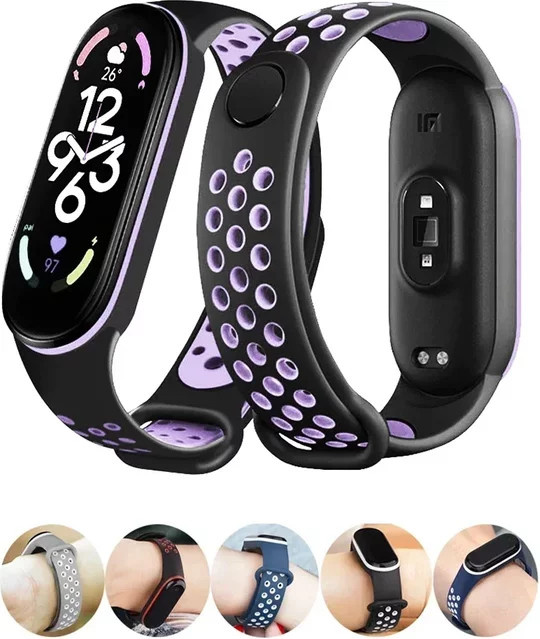 Xiaomi Uhrenarmband Silikon, Schwarz, Mi Band 7 6 5 4 3 NFC - Bild 1