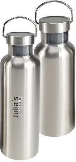 Edelstahl-Trinkflasche mit individueller Gravur in Silber, vakuumisoliert, 500 ml - Bild 1