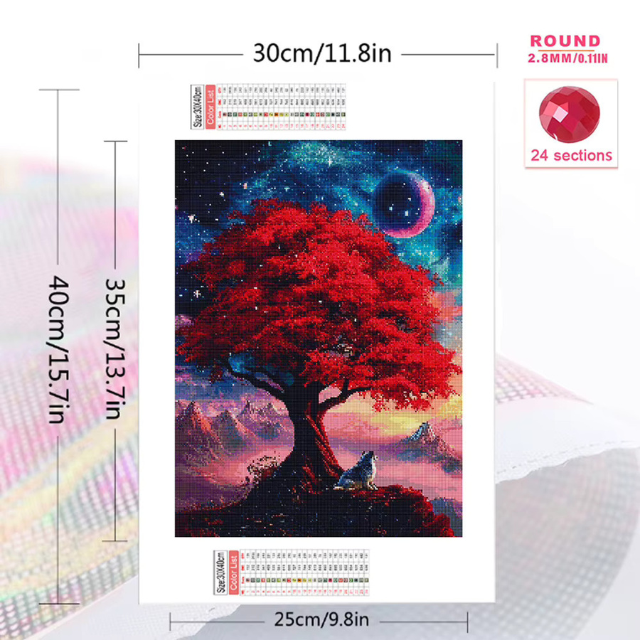 Evershine Diamantmalerei DIY Kit Landschaft mit Baum und Berg, 5D Mosaik Stickerei in Multicolour, runde Bohrer - Bild 2