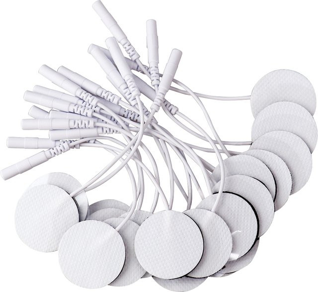 Raiuleko Wiederverwendbare Elektrodenpads aus Vliesstoff mit Klebegel in Weiß, Ersatzpflaster für TENS-Geräte und EMS-Muskelstimulatoren (50/100 Stück) - Bild 1