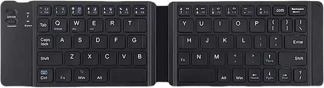 Kebidumei Faltbare kabellose Bluetooth-Tastatur in Schwarz für iPad, Tablet und Notebook - Bild 1