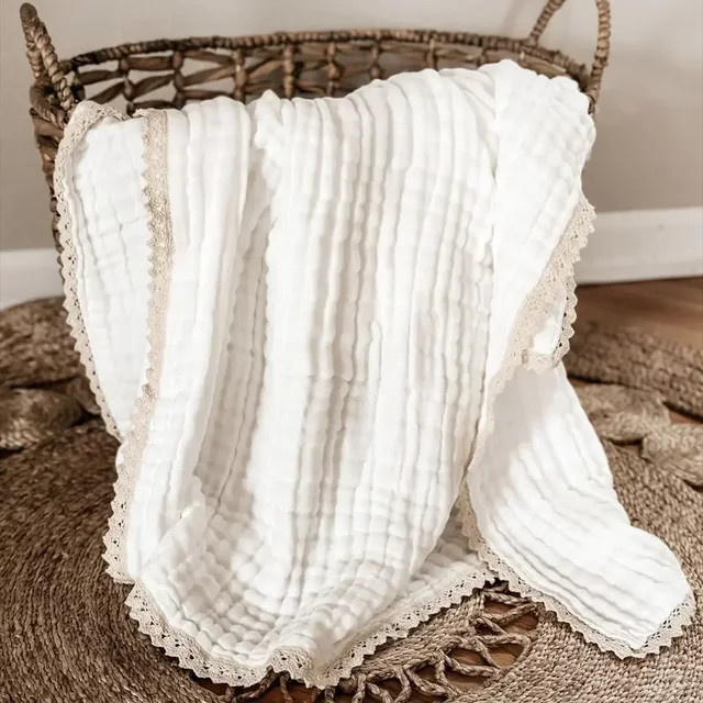 DANIVIVI Baby Musselin-Decke aus Bambus und Baumwolle, gesteppte Babydecke in Pink - Bild 1