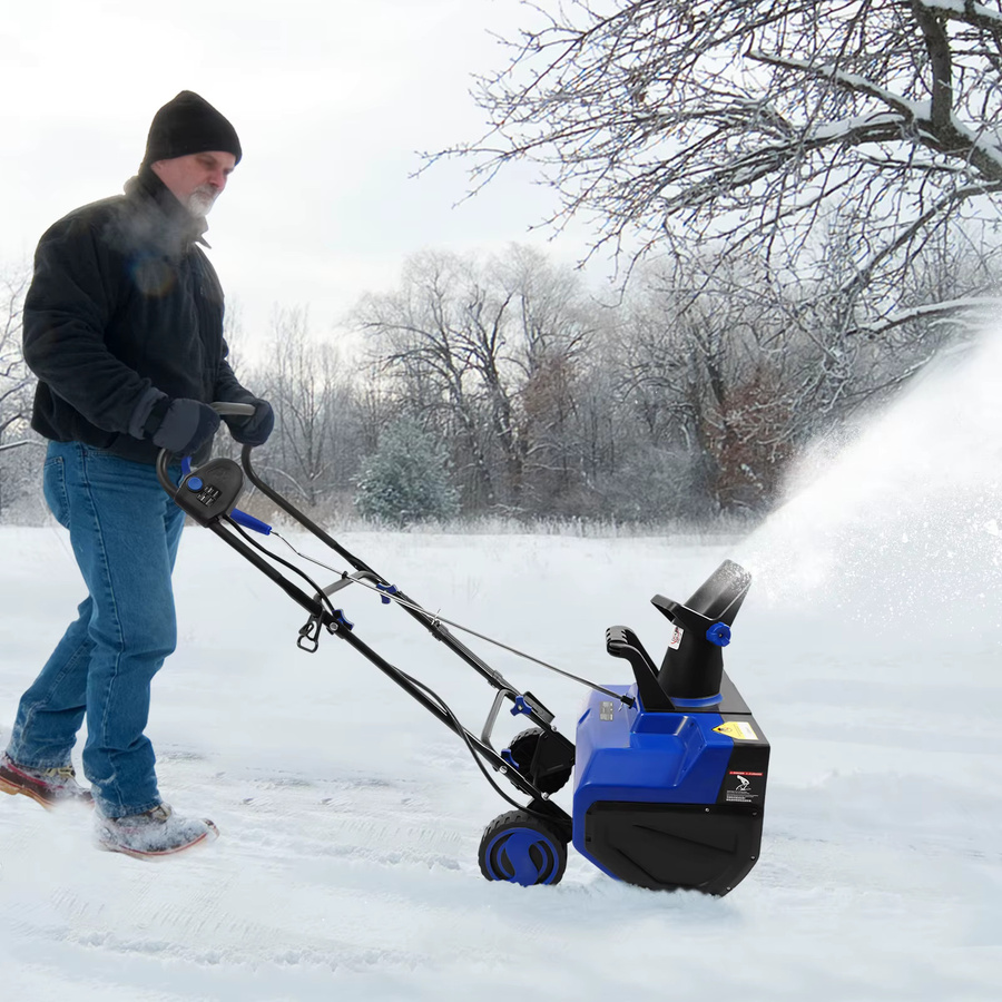 Elektrische Schneefräse mit 2400 W und 220 V, kabelgebundene Schneeräummaschine in Schwarz und Blau für Einfahrt und Gehweg - Bild 4